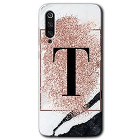 Xiaomi Mi 9 Pembe Mermer Desenli T Harfi Baskılı Uyumlu Silikon Kılıf