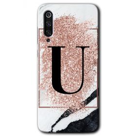 Xiaomi Mi 9 Pembe Mermer Desenli U Harfi Baskılı Uyumlu Silikon Kılıf