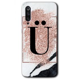 Xiaomi Mi 9 Pembe Mermer Desenli U Harfi Baskılı Uyumlu Silikon Kılıf