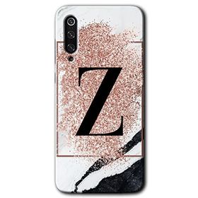 Xiaomi Mi 9 Pembe Mermer Desenli Z Harfi Baskılı Uyumlu Silikon Kılıf