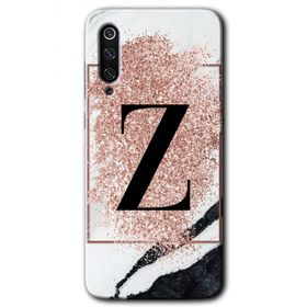 Xiaomi Mi 9 Pembe Mermer Desenli Z Harfi Baskılı Uyumlu Silikon Kılıf