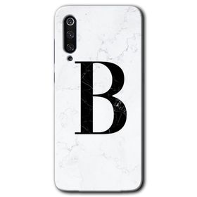 Xiaomi Mi 9 SE Beyaz Mermer Desenli B Harfi Baskılı Uyumlu Silikon Kılıf