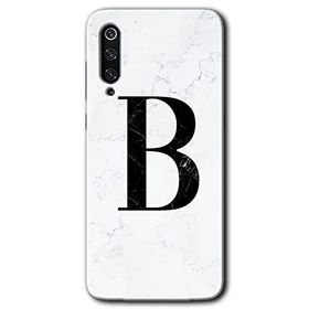 Xiaomi Mi 9 SE Beyaz Mermer Desenli B Harfi Baskılı Uyumlu Silikon Kılıf