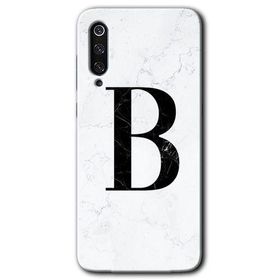 Xiaomi Mi 9 SE Beyaz Mermer Desenli B Harfi Baskılı Uyumlu Silikon Kılıf