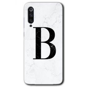 Xiaomi Mi 9 SE Beyaz Mermer Desenli B Harfi Baskılı Uyumlu Silikon Kılıf