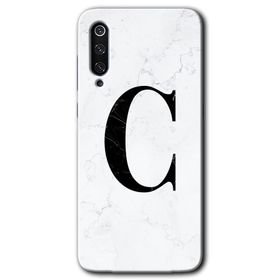 Xiaomi Mi 9 SE Beyaz Mermer Desenli C Harfi Baskılı Uyumlu Silikon Kılıf