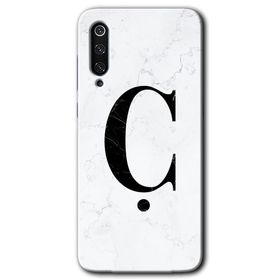 Xiaomi Mi 9 SE Beyaz Mermer Desenli C Harfi Baskılı Uyumlu Silikon Kılıf