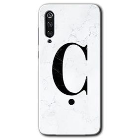 Xiaomi Mi 9 SE Beyaz Mermer Desenli C Harfi Baskılı Uyumlu Silikon Kılıf