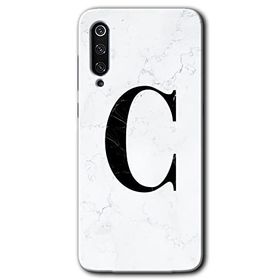 Xiaomi Mi 9 SE Beyaz Mermer Desenli C Harfi Baskılı Uyumlu Silikon Kılıf
