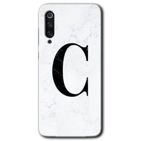 Xiaomi Mi 9 SE Beyaz Mermer Desenli C Harfi Baskılı Uyumlu Silikon Kılıf