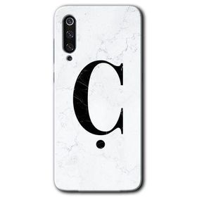 Xiaomi Mi 9 SE Beyaz Mermer Desenli C Harfi Baskılı Uyumlu Silikon Kılıf