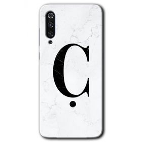 Xiaomi Mi 9 SE Beyaz Mermer Desenli C Harfi Baskılı Uyumlu Silikon Kılıf