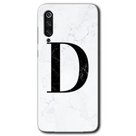 Xiaomi Mi 9 SE Beyaz Mermer Desenli D Harfi Baskılı Uyumlu Silikon Kılıf