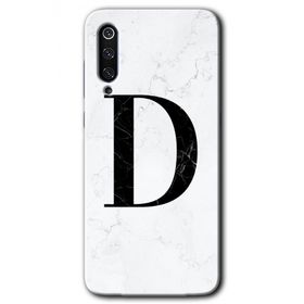 Xiaomi Mi 9 SE Beyaz Mermer Desenli D Harfi Baskılı Uyumlu Silikon Kılıf