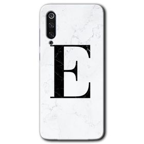 Xiaomi Mi 9 SE Beyaz Mermer Desenli E Harfi Baskılı Uyumlu Silikon Kılıf