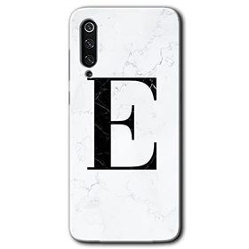 Xiaomi Mi 9 SE Beyaz Mermer Desenli E Harfi Baskılı Uyumlu Silikon Kılıf