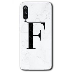 Xiaomi Mi 9 SE Beyaz Mermer Desenli F Harfi Baskılı Uyumlu Silikon Kılıf