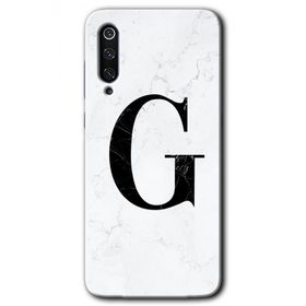 Xiaomi Mi 9 SE Beyaz Mermer Desenli G Harfi Baskılı Uyumlu Silikon Kılıf