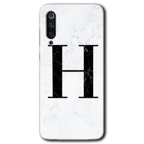 Xiaomi Mi 9 SE Beyaz Mermer Desenli H Harfi Baskılı Uyumlu Silikon Kılıf