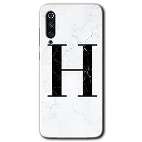 Xiaomi Mi 9 SE Beyaz Mermer Desenli H Harfi Baskılı Uyumlu Silikon Kılıf