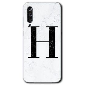 Xiaomi Mi 9 SE Beyaz Mermer Desenli H Harfi Baskılı Uyumlu Silikon Kılıf