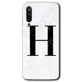Xiaomi Mi 9 SE Beyaz Mermer Desenli H Harfi Baskılı Uyumlu Silikon Kılıf