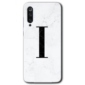 Xiaomi Mi 9 SE Beyaz Mermer Desenli İ Harfi Baskılı Uyumlu Silikon Kılıf