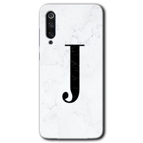 Xiaomi Mi 9 SE Beyaz Mermer Desenli J Harfi Baskılı Uyumlu Silikon Kılıf