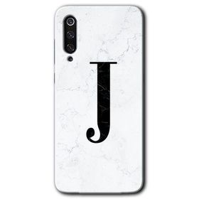 Xiaomi Mi 9 SE Beyaz Mermer Desenli J Harfi Baskılı Uyumlu Silikon Kılıf