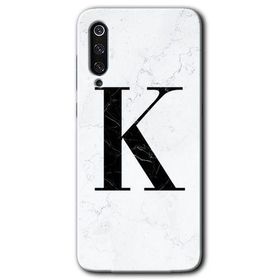 Xiaomi Mi 9 SE Beyaz Mermer Desenli K Harfi Baskılı Uyumlu Silikon Kılıf
