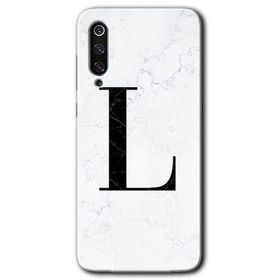 Xiaomi Mi 9 SE Beyaz Mermer Desenli L Harfi Baskılı Uyumlu Silikon Kılıf