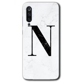 Xiaomi Mi 9 SE Beyaz Mermer Desenli N Harfi Baskılı Uyumlu Silikon Kılıf
