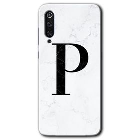 Xiaomi Mi 9 SE Beyaz Mermer Desenli P Harfi Baskılı Uyumlu Silikon Kılıf