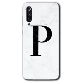 Xiaomi Mi 9 SE Beyaz Mermer Desenli P Harfi Baskılı Uyumlu Silikon Kılıf