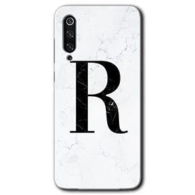Xiaomi Mi 9 SE Beyaz Mermer Desenli R Harfi Baskılı Uyumlu Silikon Kılıf