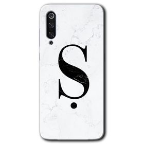 Xiaomi Mi 9 SE Beyaz Mermer Desenli S Harfi Baskılı Uyumlu Silikon Kılıf