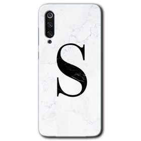 Xiaomi Mi 9 SE Beyaz Mermer Desenli S Harfi Baskılı Uyumlu Silikon Kılıf