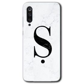 Xiaomi Mi 9 SE Beyaz Mermer Desenli S Harfi Baskılı Uyumlu Silikon Kılıf