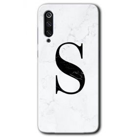 Xiaomi Mi 9 SE Beyaz Mermer Desenli S Harfi Baskılı Uyumlu Silikon Kılıf