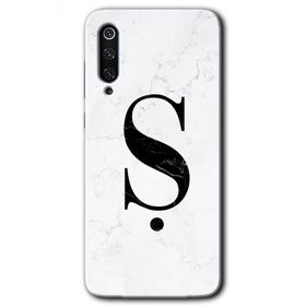 Xiaomi Mi 9 SE Beyaz Mermer Desenli S Harfi Baskılı Uyumlu Silikon Kılıf