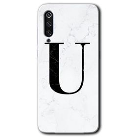 Xiaomi Mi 9 SE Beyaz Mermer Desenli U Harfi Baskılı Uyumlu Silikon Kılıf