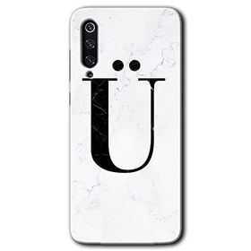 Xiaomi Mi 9 SE Beyaz Mermer Desenli U Harfi Baskılı Uyumlu Silikon Kılıf