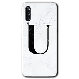 Xiaomi Mi 9 SE Beyaz Mermer Desenli U Harfi Baskılı Uyumlu Silikon Kılıf