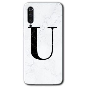 Xiaomi Mi 9 SE Beyaz Mermer Desenli U Harfi Baskılı Uyumlu Silikon Kılıf