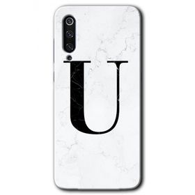 Xiaomi Mi 9 SE Beyaz Mermer Desenli U Harfi Baskılı Uyumlu Silikon Kılıf