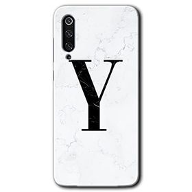 Xiaomi Mi 9 SE Beyaz Mermer Desenli Y Harfi Baskılı Uyumlu Silikon Kılıf