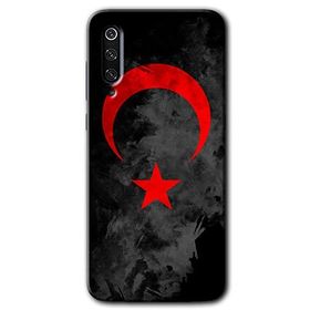 Xiaomi Mi 9 SE Black Ayyıldız Baskılı Uyumlu Silikon Kılıf