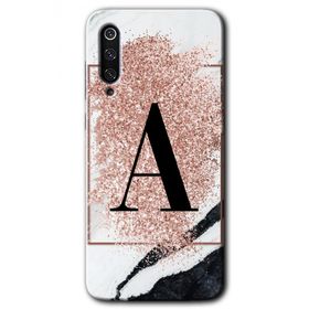 Xiaomi Mi 9 SE Pembe Mermer Desenli A Harfi Baskılı Uyumlu Silikon Kılıf