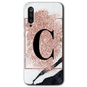 Xiaomi Mi 9 SE Pembe Mermer Desenli C Harfi Baskılı Uyumlu Silikon Kılıf