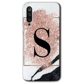 Xiaomi Mi 9 SE Pembe Mermer Desenli K Harfi Baskılı Uyumlu Silikon Kılıf